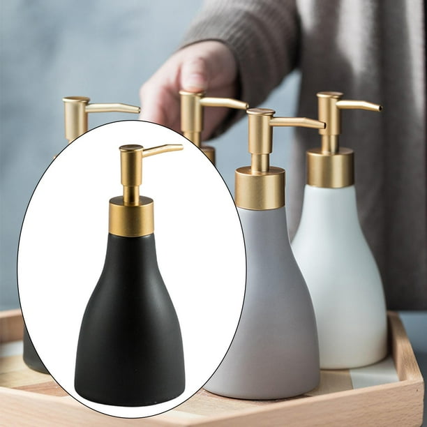 Dispensador de jabón de cerámica, botella con bomba, contenedor recargable para dispensar jabones de manos, aceite esencial, encimera de , negro perfecl Dispensador de jabón