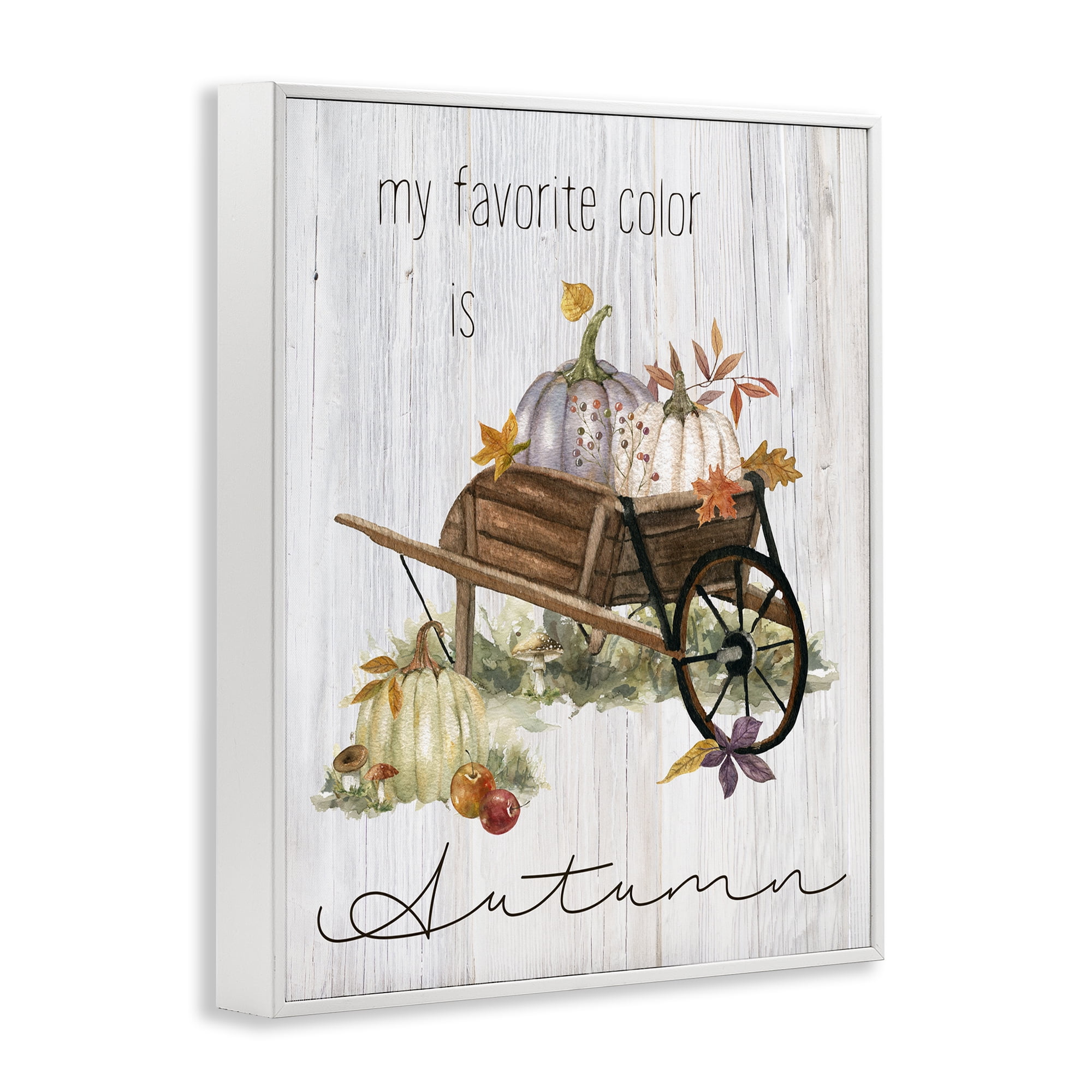 Stupell Industries Autumn Favorites Wagon Holiday Painting White Framed Art Prints Wall Art, 24 x 30