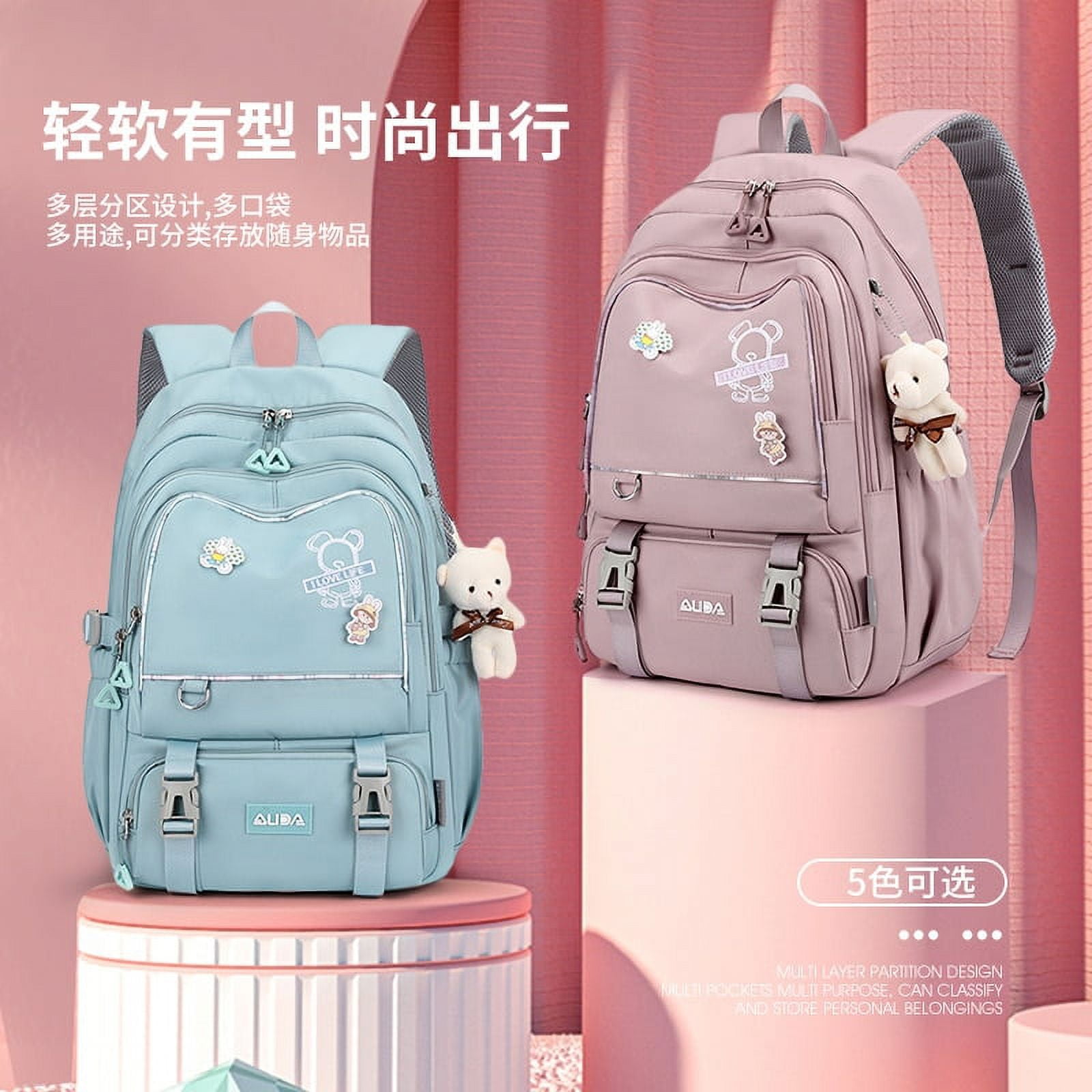 Cocopeaunts New Hot Selling Small Female Multi-Pocket Travel Bagpack Schoolbag for Teenage Girl Boy Knapsack Mochila, Adult Unisex, Size: with Rabbit
