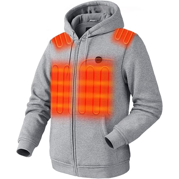 Venustas Heated Hoodie with Battery Pack 7.4V (Unisex), Heated Jactet Coat for Men and Women (Grey,M)