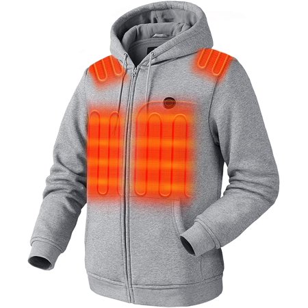 Venustas Heated Hoodie with Battery Pack 7.4V (Unisex) Heated Jactet Coat for Men and Women (Grey XS)