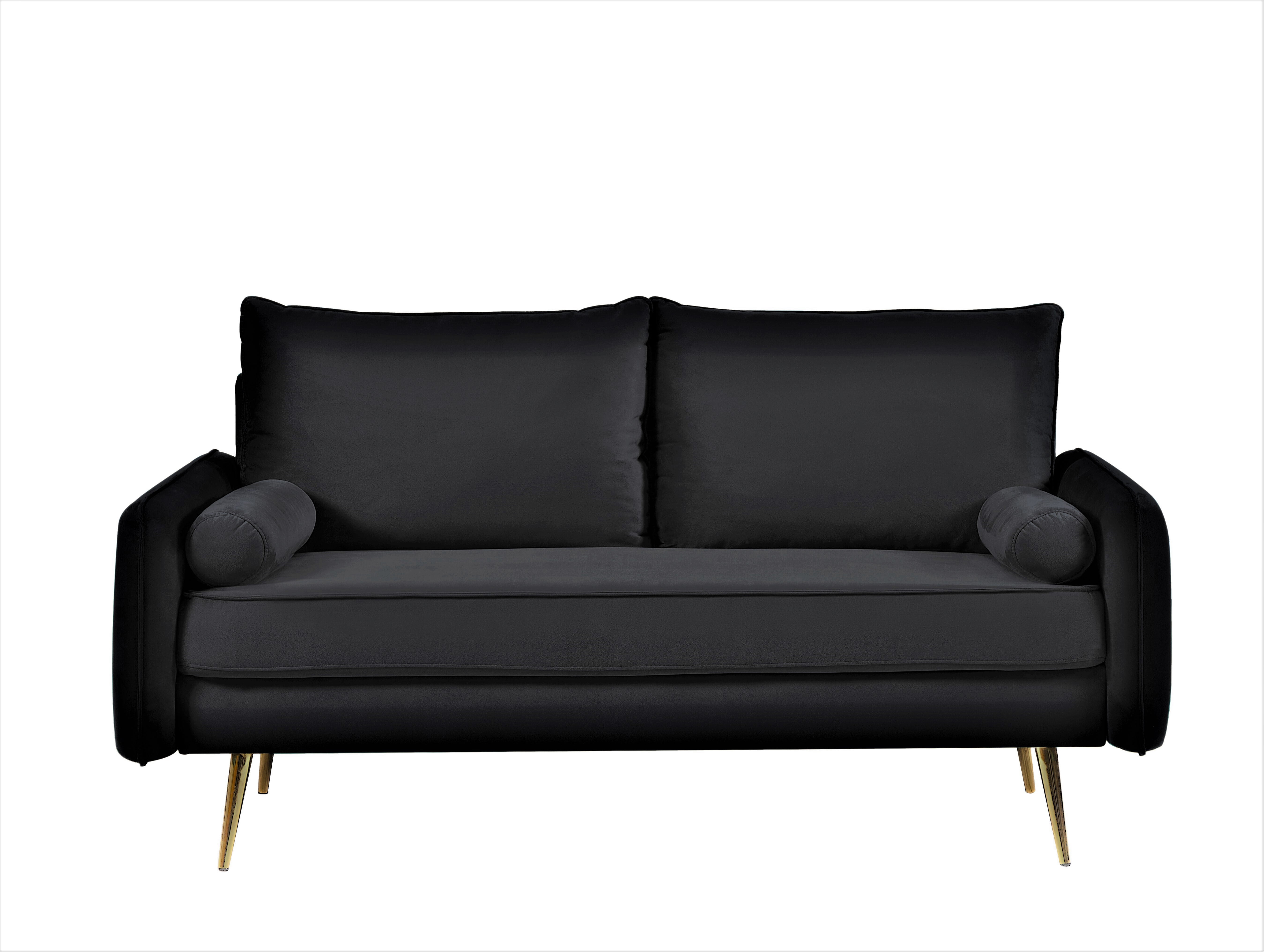 US Pride Furniture Villeda 58''W Polyester Square Arms Loveseat Black