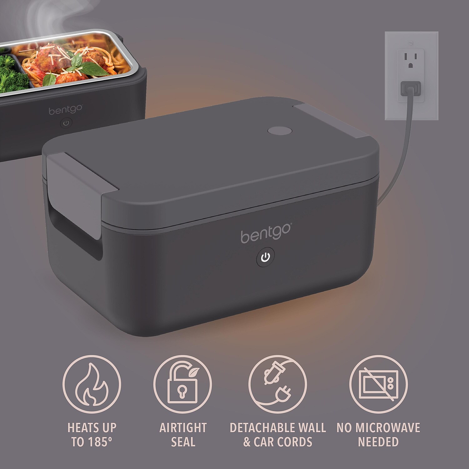 bentgo Heated Electric Bento Box Obsidian 42.4 oz. (BGHEATBX-OB)