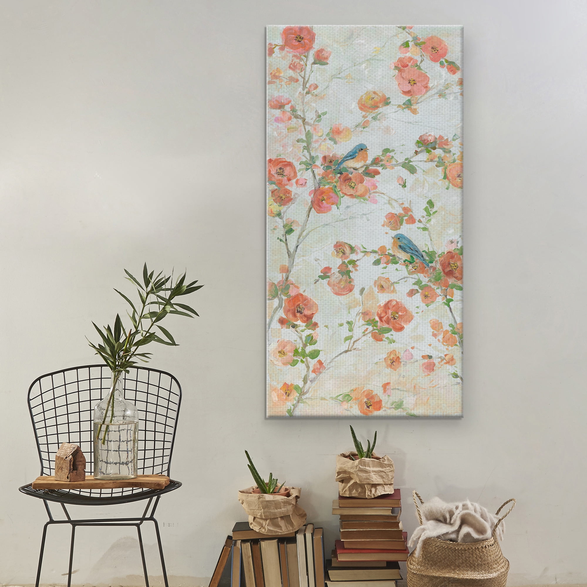 Masterpiece Art Gallery Bluebirds & Blossoms By Sally Swatland Canvas Art Print 24" x 48"