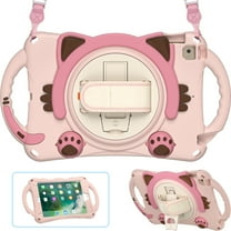 Dteck Case for Apple iPad mini 5/mini 4/mini 3/mini 2/mini 1（7.9-inch）,360° Rotating Hand Strap Kids Friendly Shockproof Cute Rubber Kickstand Case Cover with Shoulder Strap,Pink