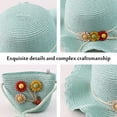 thumbnail image 3 of Sombrero de 56-58cm de circunferencia para mujer, protector solar, sombrero de paja de ala ancha y bolsa de paja, conjunto de sombrero para el sol para vacaciones de verano, 3 of 5
