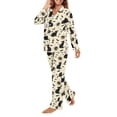 thumbnail image 5 of DISNIMO Women Pajama Sets Cat Bat Print Two-Piece Nightwear Long Sleeve Sleepwear with Matching Long Pants Halloween Casual Loungewear with Pockets Button Down Pajama Outfits, XL, 5 of 7