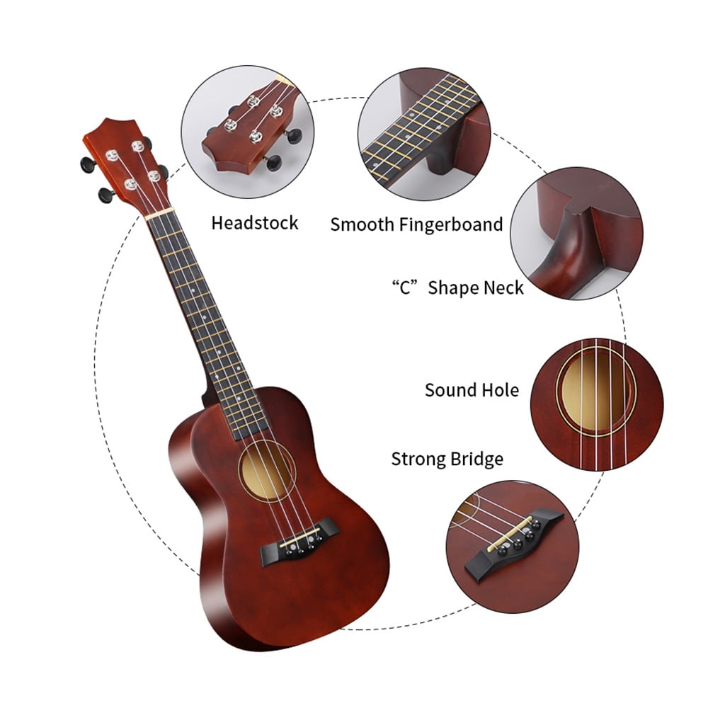 Suodoka 23-Inch Concert Acoustic Ukulele Beginner Starter Kit with Gig Bag, Nylon Strings, Tuner, Strap, and Picks, High-Gloss Basswood Stringed Instrument for Students, Adults, Kids - Coffee