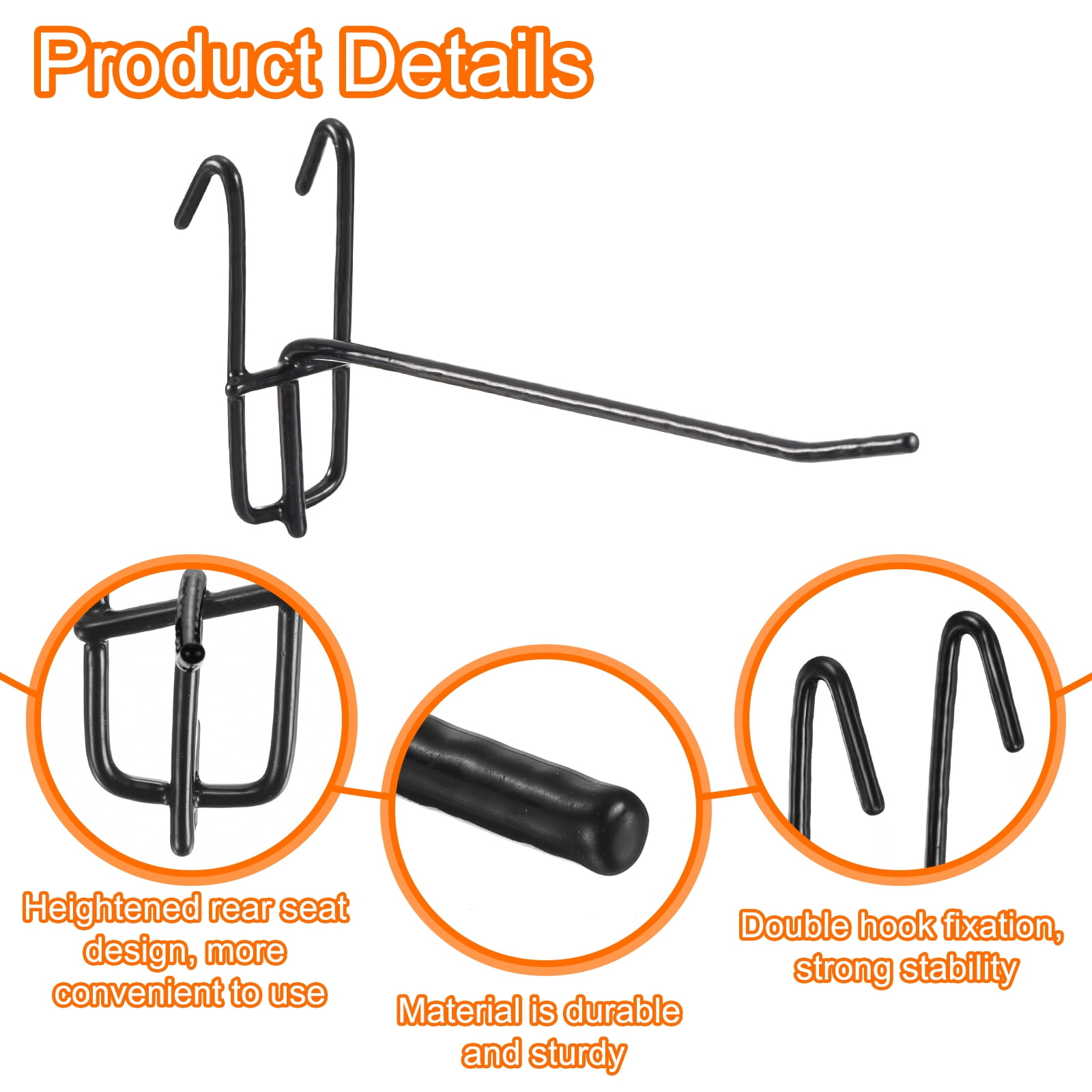 Unique Bargains 10Pcs Home Office Wall Hooks Grid Wall Panel Display Hooks Black 6"