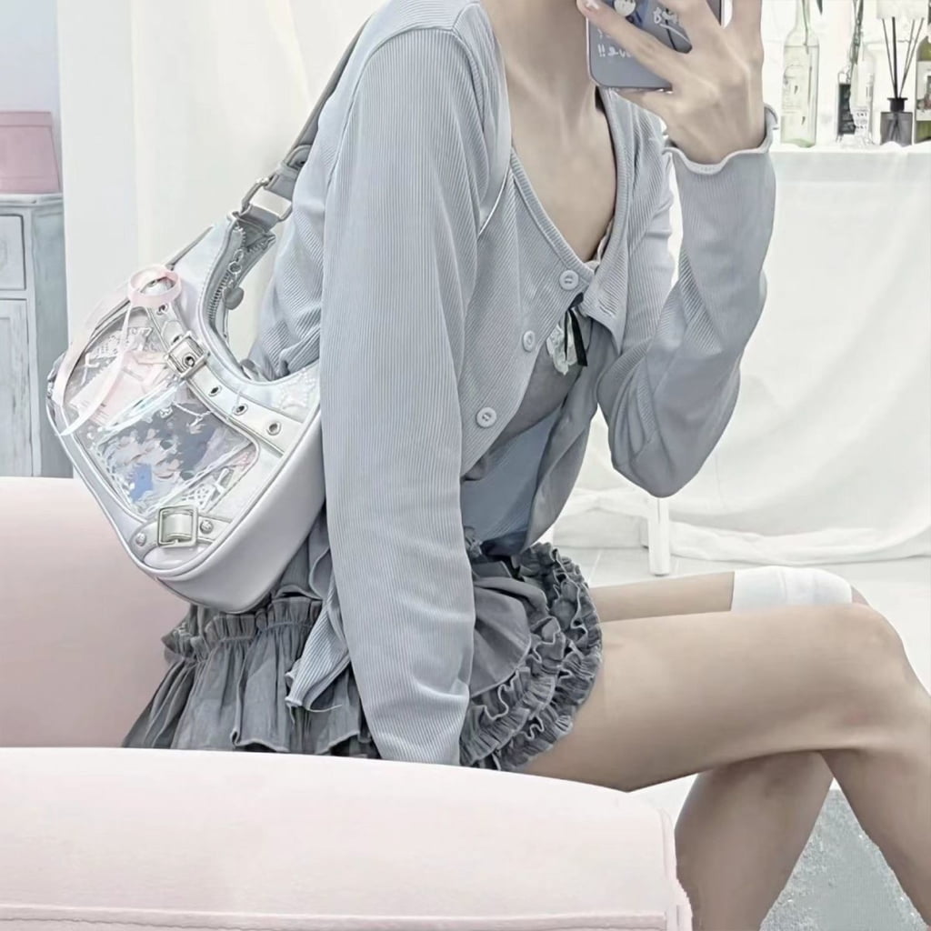 FENOHREFE Harajuku Ita Bag Crossbody Shoulder Bag Handbag Transparent Itabag Messenger Bag Fashion Satchel Handbag Daypacks Gifts