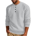 thumbnail image 1 of Yuyuzo Sweatshirts for Men Long Sleeve Quarter Button Casual Round Neck Solid Color Textured Pullover Tops, 1 of 6