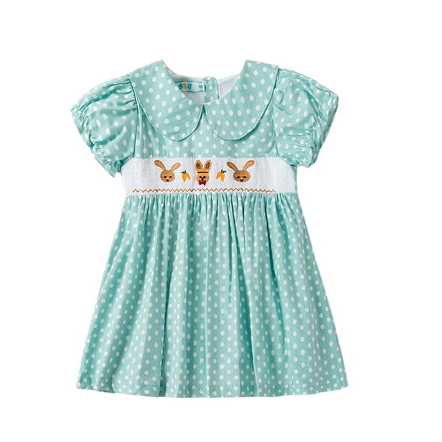 Robes pour Filles Manches Courtes et Longues Coton Tenue de Jeu Confortable Robe Fille Verte 2-3 Ans