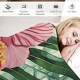 thumbnail image 3 of JRXY Flannel Fleece Blanket Tropical Flower Watercolor Summer Hawaii Palm Tree Leaf and Tropical Flower Decorative White, 3 of 6