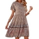 thumbnail image 2 of SAYOO Vestido de manga corta para mujer, estampado floral vintage, cuello redondo, botón trasero, vestido de playa de vacaciones de verano SAYOO  Moda, 2 of 5