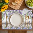 thumbnail image 4 of Spring Purple Flowers Placemats Set of 6, Farmhouse Leaves Fences Watercolor Placemats for Dining Table, Place Mats for Kitchen Tabletop, Waterproof Wipeable Dining Table Mats Set, 4 of 9