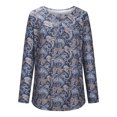 thumbnail image 4 of Blusa suelta de manga larga con cuello en V informal estampada a la moda para mujer Fridja  bvmnju4766, 4 of 8