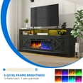 thumbnail image 3 of Dextrus Rustic TV Console for 75" TVs, 36" Electric Flame & LED Illumination with Classic Barn Door Storage, Black, 3 of 6