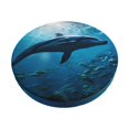 thumbnail image 3 of Picia Ocean Dolphin Fish School pattern Round Stool Covers Comfy Seat Covers Stretch Removable WashableChair Slipcover Round Bar Chair Cushion Cover-13 inch, 3 of 7
