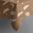 thumbnail image 5 of Brown Sun Moon Cloud Star Pattern Square Tablecloth,Waterproof Square Table Cover,Wipeable Spillproof Washable Table Cover for Home Kitchen Party Decor 52"x52"(132x132cm), 5 of 6