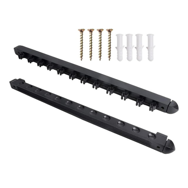 jinwen Billiard Pool Cue Rack Wooden Pool Cue Holder with 12 Cue Clips Lightweight Pool Cue Wall Rack for Community Center Game Room Black