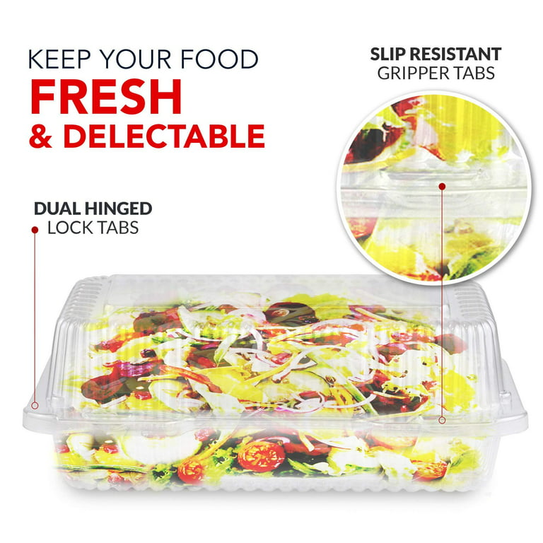 Haawooky 100 Pack Clear Plastic Take Out Container,Square Hinged Food  Container,Dessert Clamshell Containers with Lids for