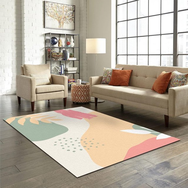 Plant Leaves Large Area Rugs, Abstract Art Runner Rugs, Non-Slip Floor Throw Mat, Rectangle Carpet for Living Room, Bedroom, Hallway Front Entrance, Kitchen, Dining, 5' x 7'