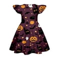 thumbnail image 3 of Halloween Toddler Girls Dress Pumpkin Ghost Print Dresses Flutter Sleeve 2-8Y, 3 of 4