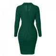 thumbnail image 3 of Pisexur Robe de Travail pour Femmes, Style Bureau, Croisée, Unie, Col Rabattu, Robe Blazer, Manches Longues, Boutons, Robe Moulante Formelle, 3 of 6