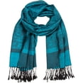 thumbnail image 3 of Sakkas 70" x 28" Paisley Self-Design Pashmina Shawl / Wrap / Stole - Turquoise / Black - One Size, 3 of 6