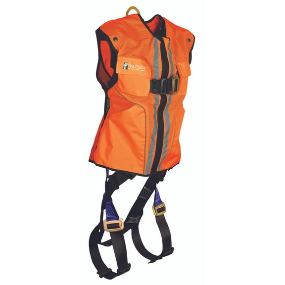 Hi-Vis Orange Constructiongrade Vest with 1D Standard Nonbelted FullBody Harness