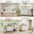 thumbnail image 4 of Eunos White Dresser for Bedroom, 4 Drawer Nightstand with Charging Station, LED and Open Shelf, 4 of 8
