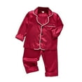 thumbnail image 4 of Baby Newborn 2Pcs Silk Satin Pajamas Set Spring Autumn Toddler Long Sleeved Button Sleepwear Infant Loungewear, 4 of 6