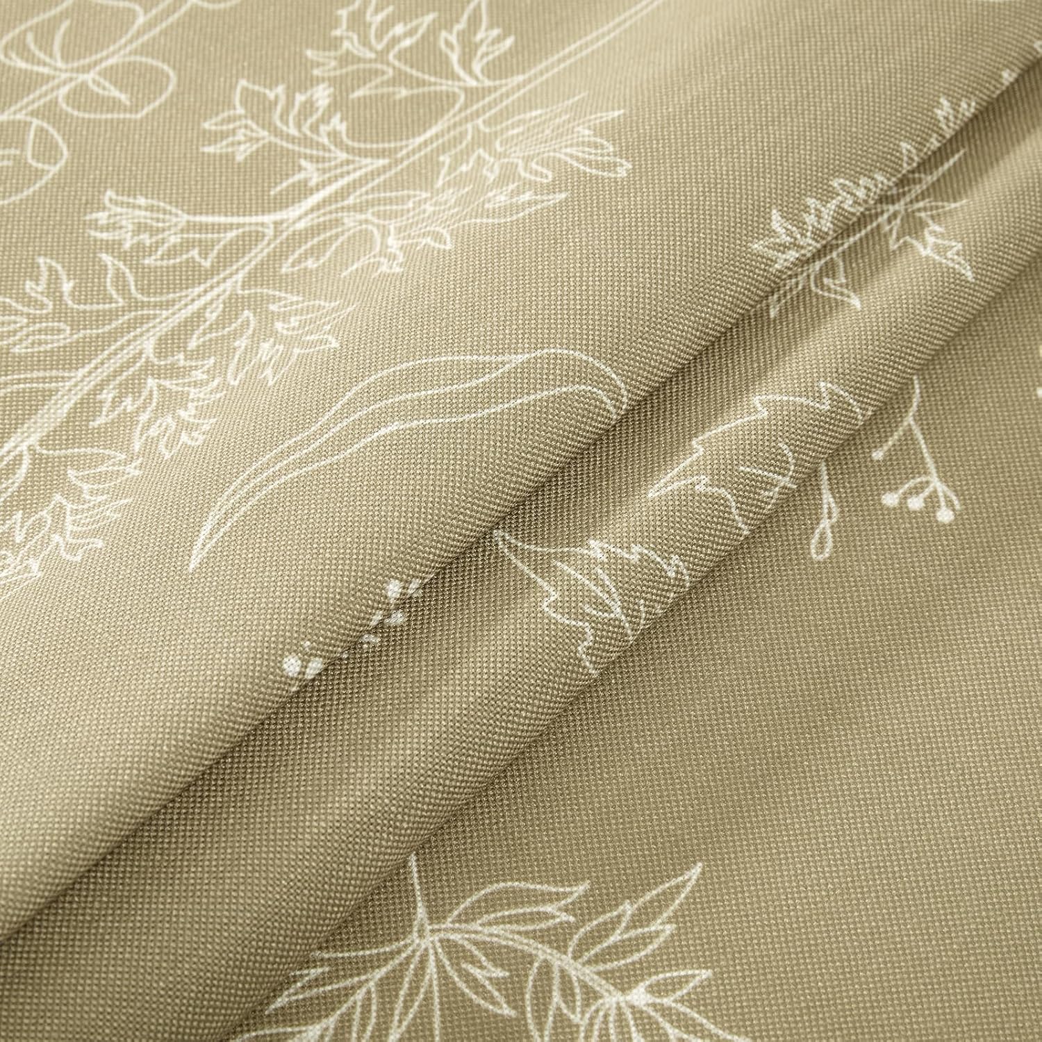 Vintage Botanical Linen Shower Curtain for Bathroom in Black and White, Heavy Duty 180GSM Textured Fabric Shower Curtain Set Cute Plant Leaves Design, Modern Farmhosue Boho Floral Bathroom Decor