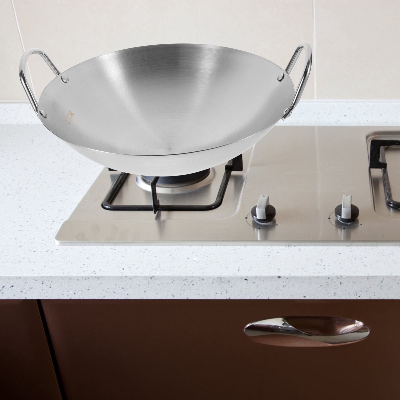 MIPCASE Stainless Steel Frying Pot for Home Use Plated Silver Non Stick Pan with Double Handle Even Heat Cooking