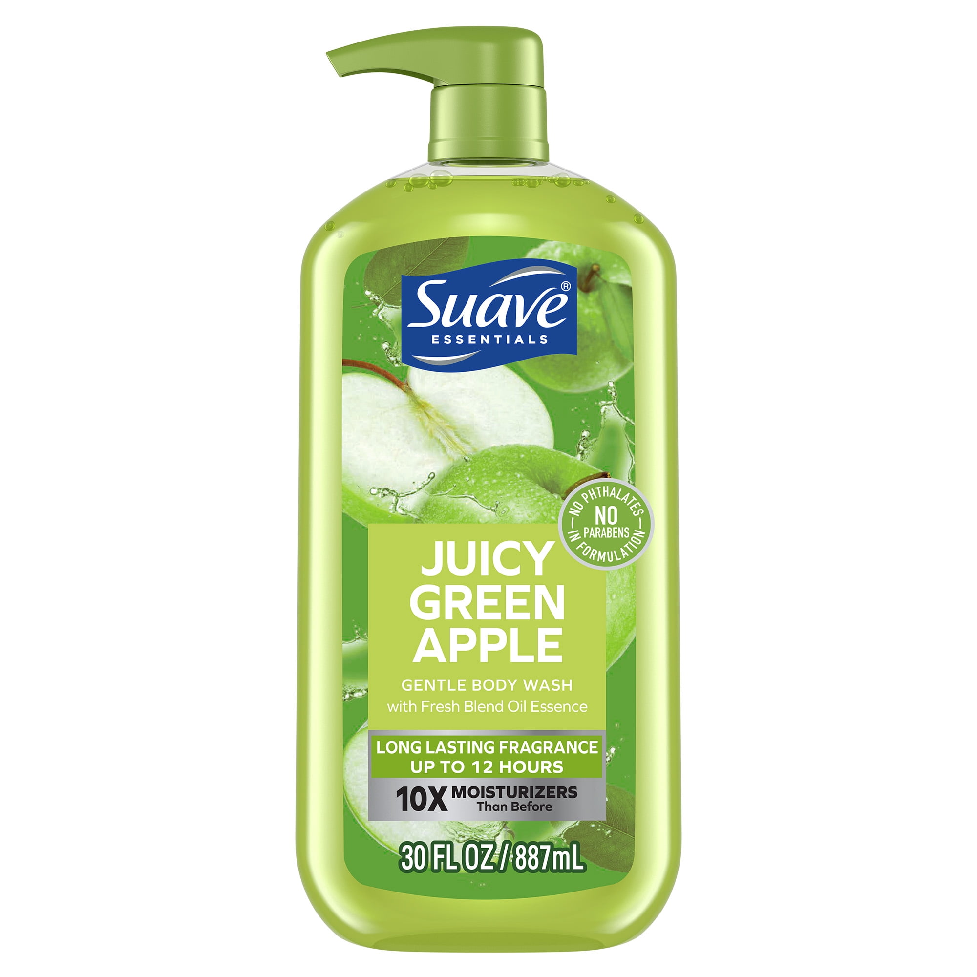Suave Essentials Gentle Body Wash, Juicy Green Apple, 30 oz