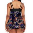 thumbnail image 6 of Tummy Control Swimsuits for Women Leaf Print Bathing Suit Deep V Neck Ring Swimsuit Two Piece Tankni Set with Shorts, 6 of 9