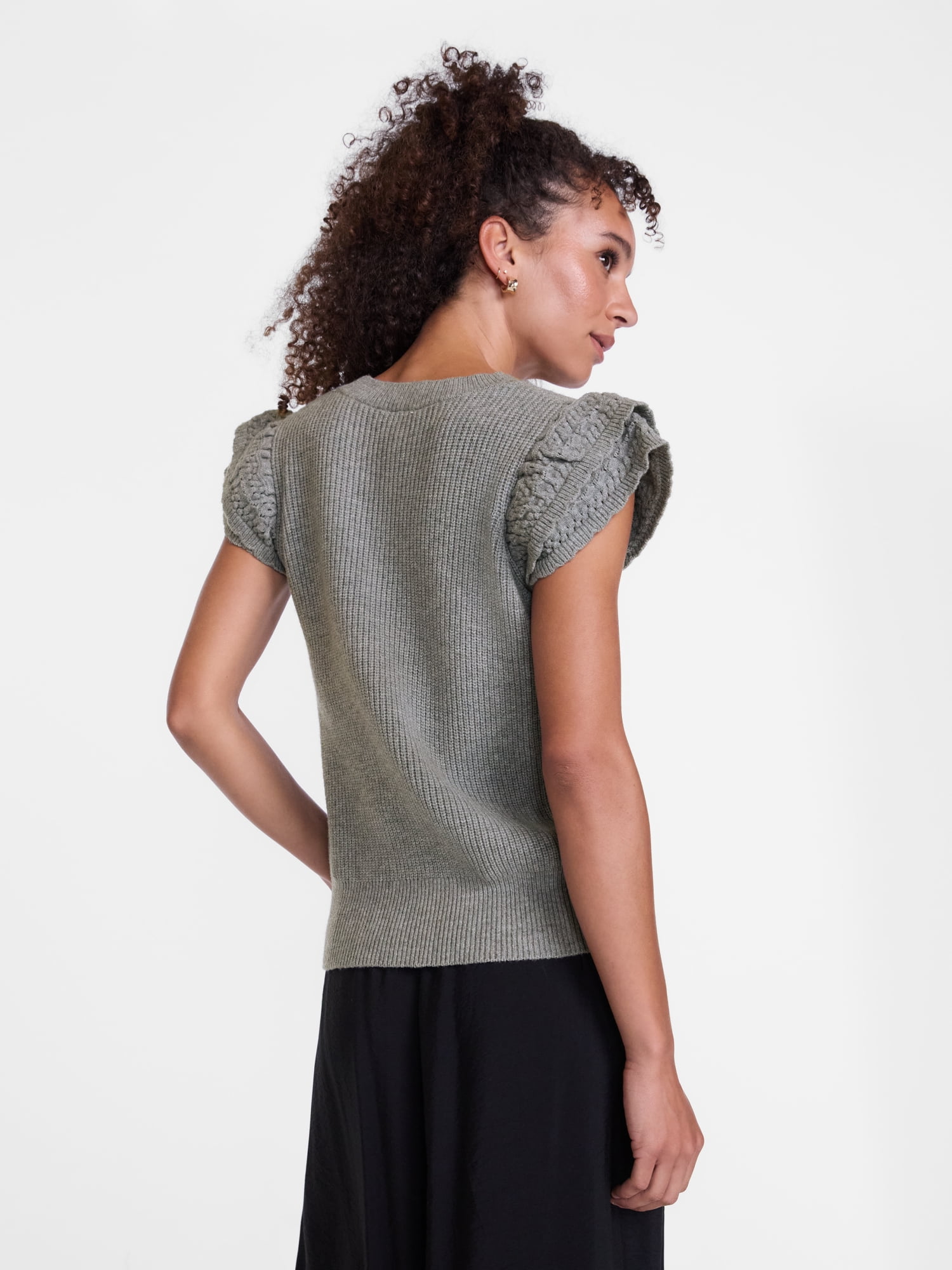 Scenario Women's Sweater with Flutter Sleeves, Lightweight, Sizes XS-XXXL
