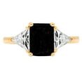thumbnail image 4 of 2.82 ct Emerald Cut Natural Onyx 3 Stone 14K Yellow Gold Womens Engagement Ring, 4 of 5