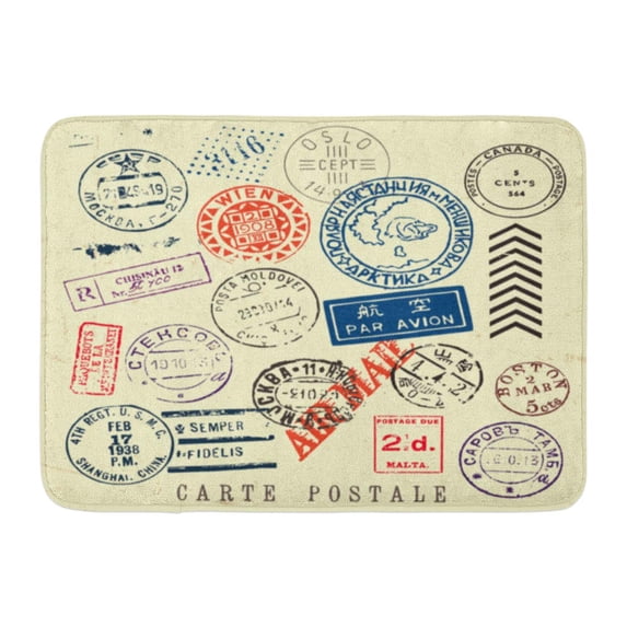 LADDKE Postage Document Stamp Great for Vintage Designs Shape Antique Approve Doormat Floor Rug Bath Mat 23.6x15.7 inch