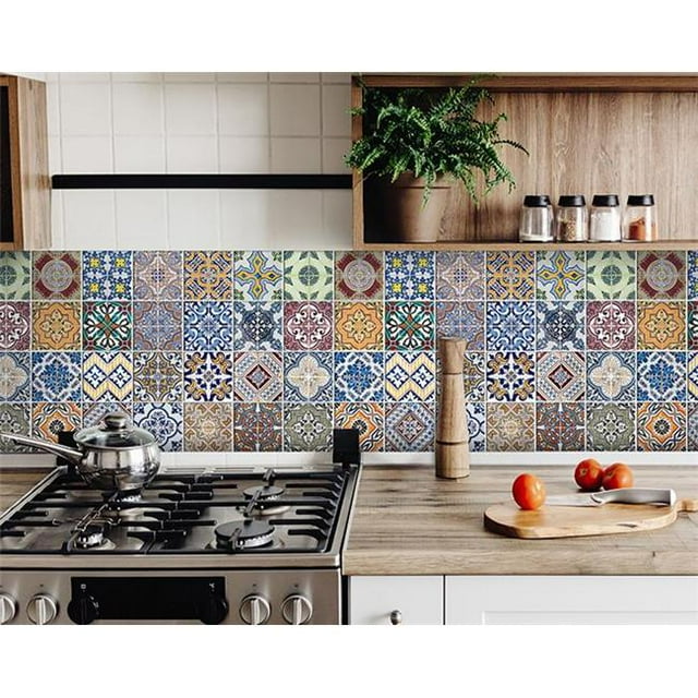 Carreaux Autocollants Mosaïque Bleue Linna Multi 4 x 4 Po