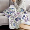 thumbnail image 3 of Pink Flowers Blanket Soft Cozy Warm Twin Blanket for Bed, Plush Fuzzy Flannel Fleece Blankets for Sofa, Spring Floral Purple Butterflies Watercolor Throw Blankets for Couch, Gifts for Men, 60"x80", 3 of 9
