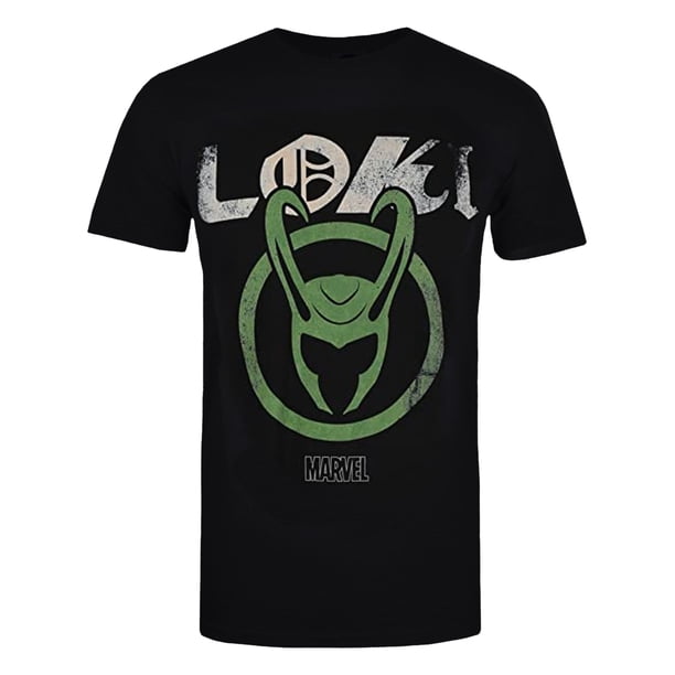 Loki - Camiseta Emblema de Algodón para Hombre (Negro)