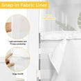 thumbnail image 6 of Grey Stripe No Hook Shower Curtain Waterproof, Bathroom Curtains with Snap in Liners and See Through Top Window, Minimalist Farmhouse Striped Hotel Style Bathtub Curtains Shower 72"Wx72"L, 6 of 8