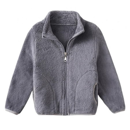 

SYNPOS 1-10T Little/Big Kids Boy Girl Zipper Coral Fleece Jacket Outerwear