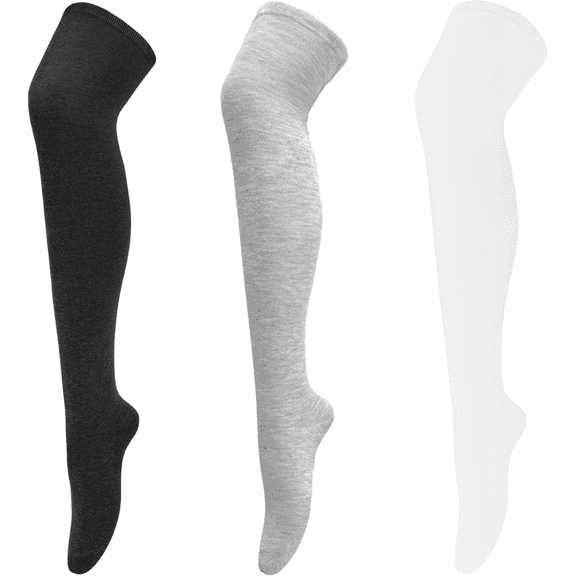 3 Pairs Extra Long Nylon Thigh High Socks, Over the Knee High Leg Wamers for women Leg Warmer Sock