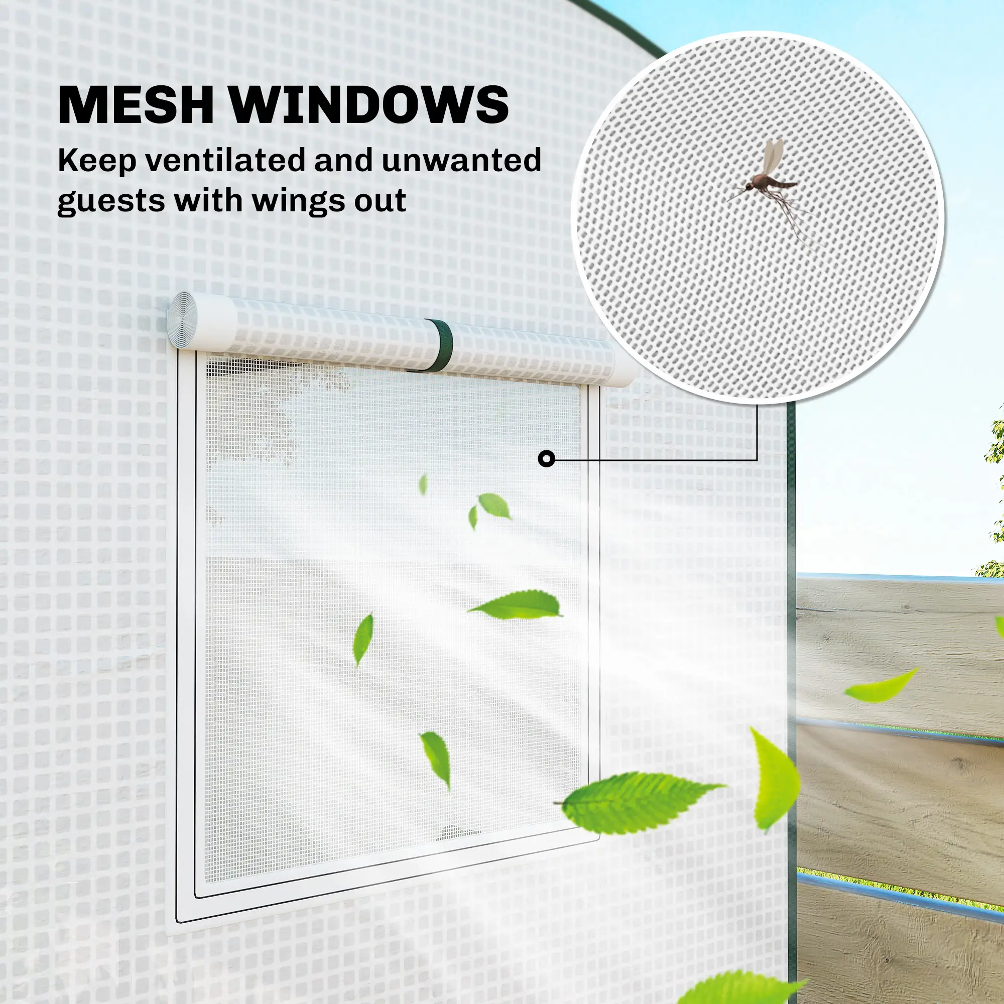 Green Large Outdoor Greenhouse with 140gsm PE Cover, Roll-Up Door & Mesh Windows, Powder-Coated Steel Frame, Windproof Level 4