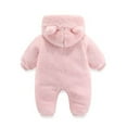 thumbnail image 3 of Baby Girls Boys Hooded Jumpsuit Bear Ear Romper Zipper Warm Outfits Winter Clothes for Toddlers Baby Girls and Boys 9-12 Months, 3 of 8