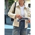 thumbnail image 5 of Leather Jacket Women Faux Suede Fall Fashion Coats Winter Outfits Clothes Tops Cream White M, 5 of 8