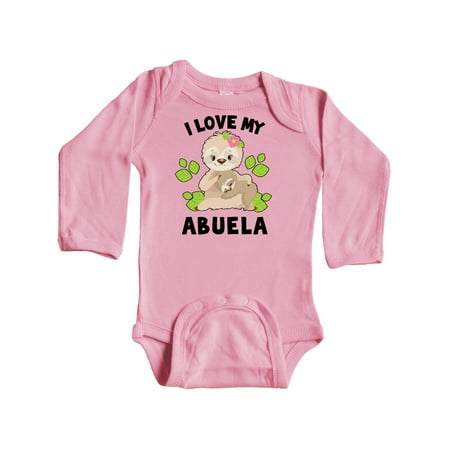 

Inktastic Cute Sloth I Love My Abuela with Green Leaves Gift Baby Boy or Baby Girl Long Sleeve Bodysuit