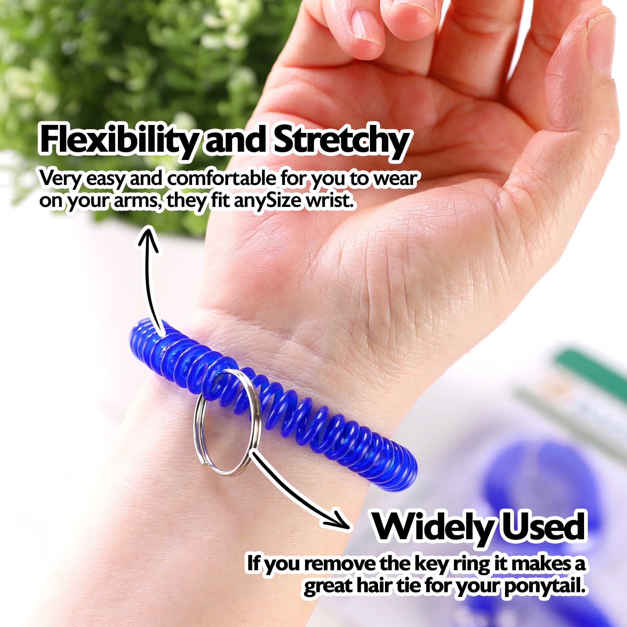 BAZIC Wrist Coil Wrist Key Chain, Wrist Band Key Ring (2/Pack), 24-Packs